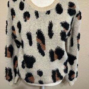 Storia Tan and Black Leopard Print Sweater